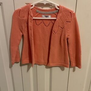 Boden Coral Open-Front Knit Cardigan with Scallop Detail